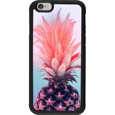 Coque iPhone 6/6s - Silicone rigide noir Purple Pink Pineapple