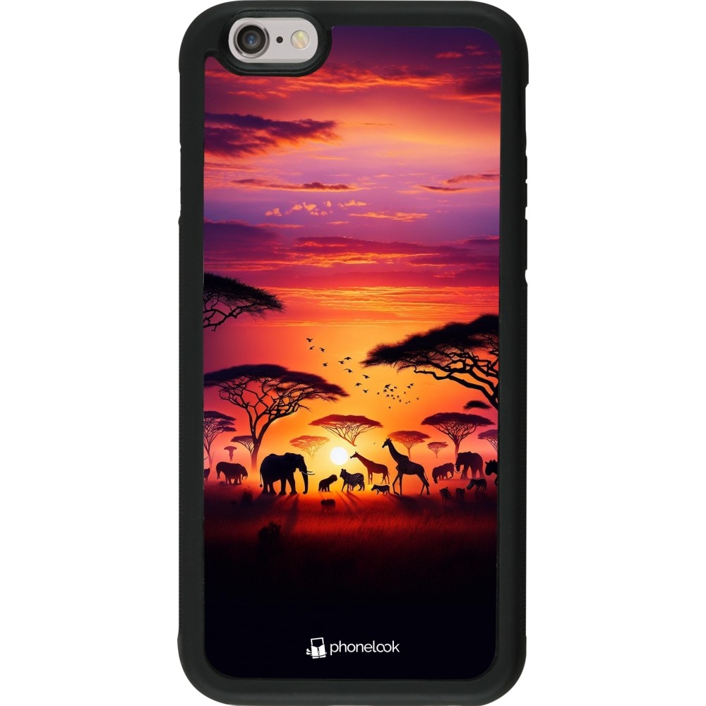 Coque iPhone 6/6s - Silicone rigide noir Safari sunset wildlife