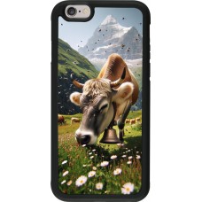 Coque iPhone 6/6s - Silicone rigide noir Vache montagne Valais