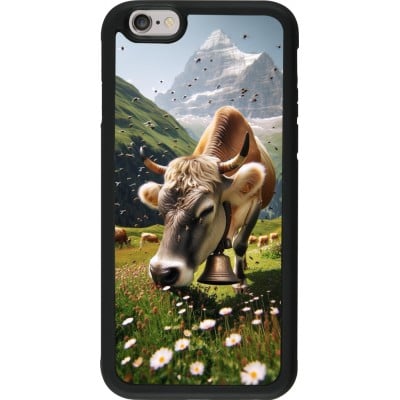 Coque iPhone 6/6s - Silicone rigide noir Vache montagne Valais