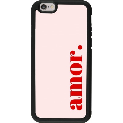 Coque iPhone 6/6s - Silicone rigide noir Valentine 2024 amor