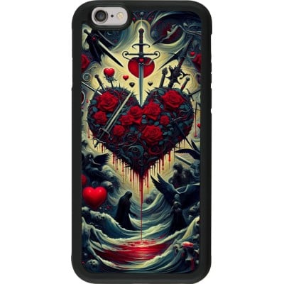 Coque iPhone 6/6s - Silicone rigide noir Dark Love Coeur Sang