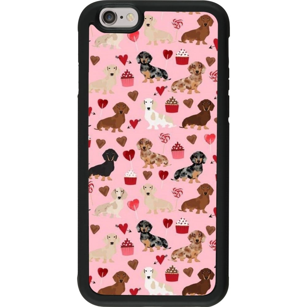 Coque iPhone 6/6s - Silicone rigide noir Valentine 2024 puppy love