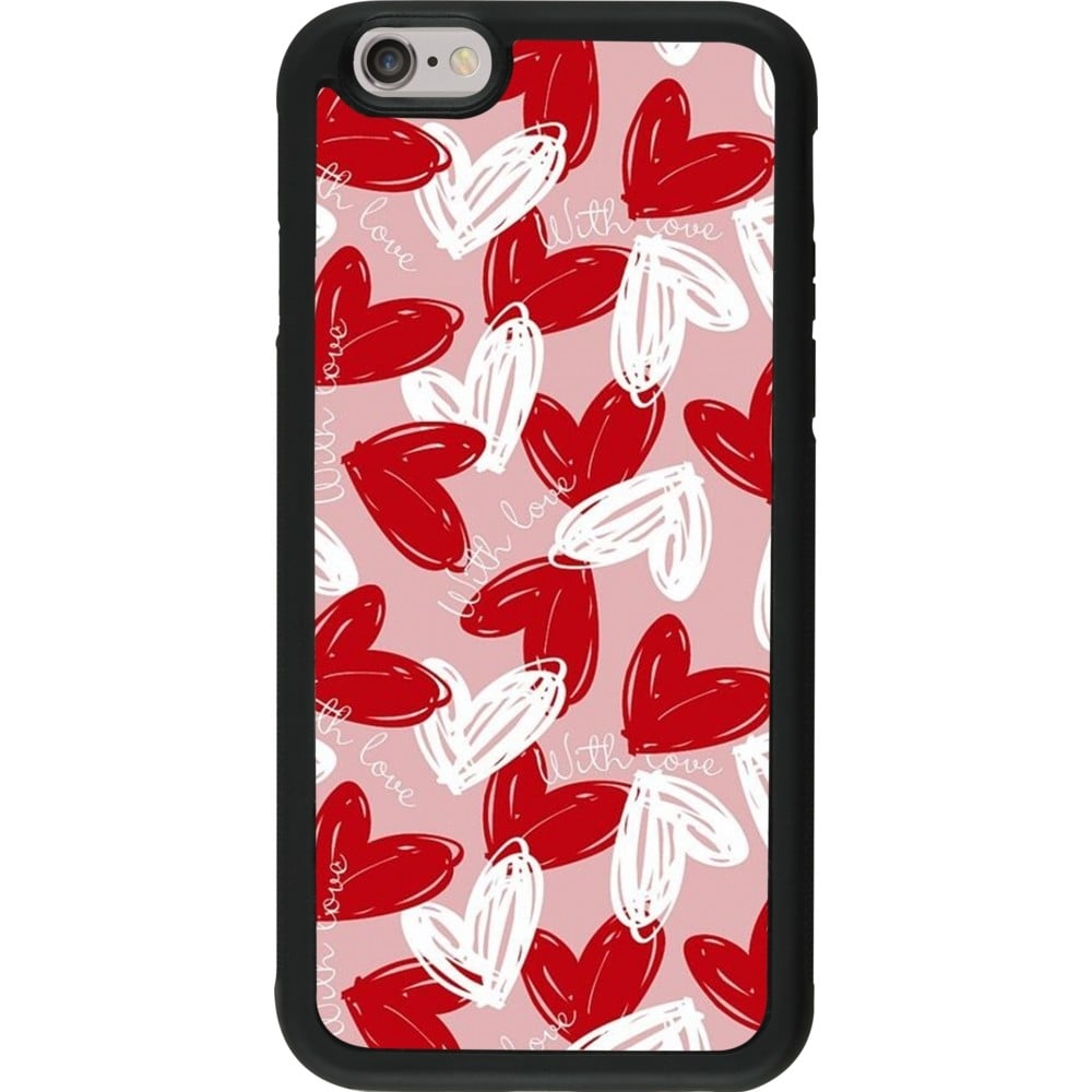 Coque iPhone 6/6s - Silicone rigide noir Valentine 2024 with love heart