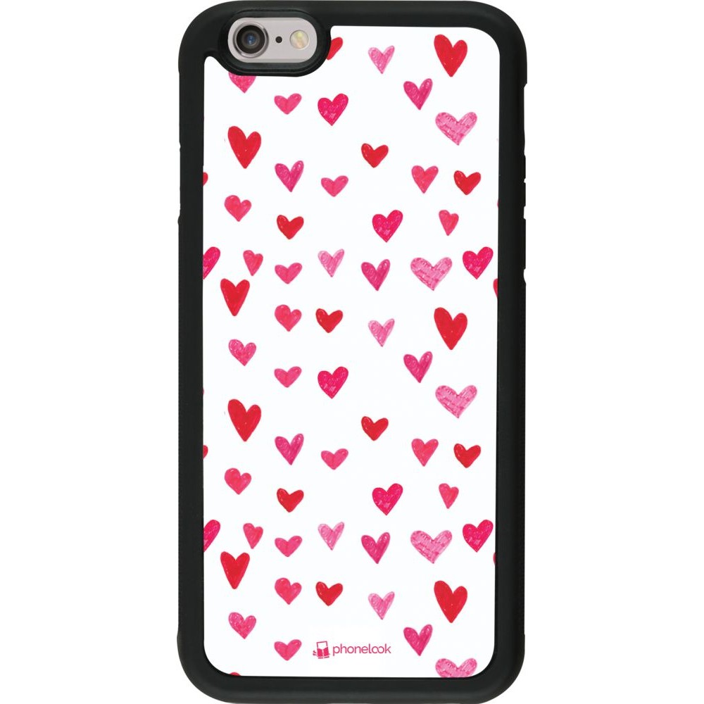 Hülle iPhone 6/6s - Silikon schwarz Valentine 2022 Many pink hearts