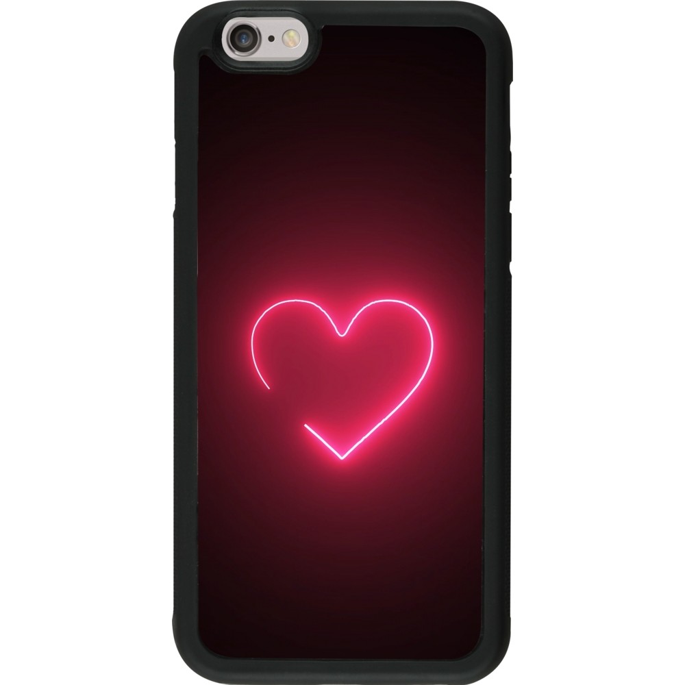 Coque iPhone 6/6s - Silicone rigide noir Valentine 2023 single neon heart