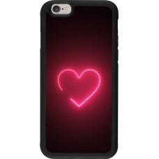 Coque iPhone 6/6s - Silicone rigide noir Valentine 2023 single neon heart