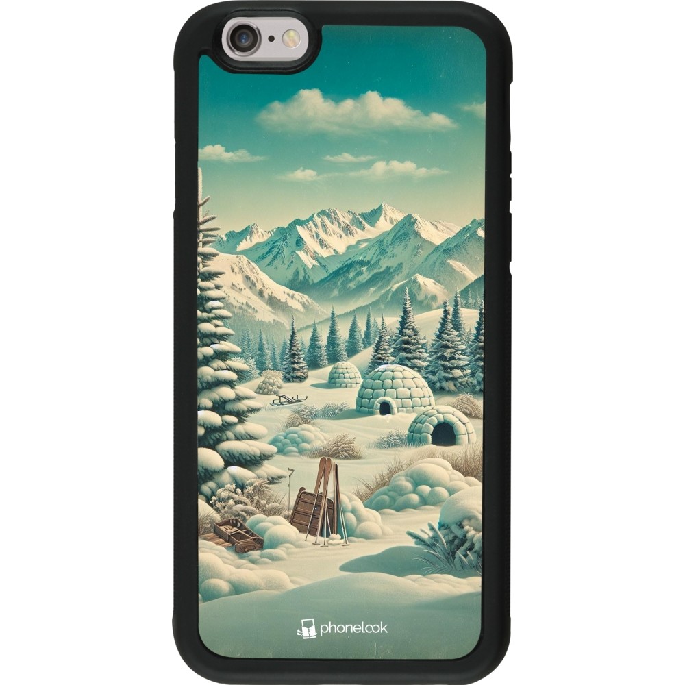 Coque iPhone 6/6s - Silicone rigide noir Vintage Snowy Mountain Igloo