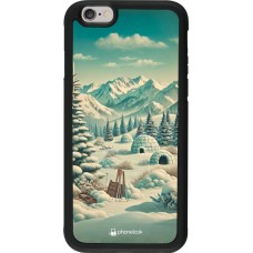 Coque iPhone 6/6s - Silicone rigide noir Vintage Snowy Mountain Igloo