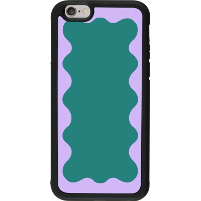 Coque iPhone 6/6s - Silicone rigide noir Wavy Rectangle Green Purple