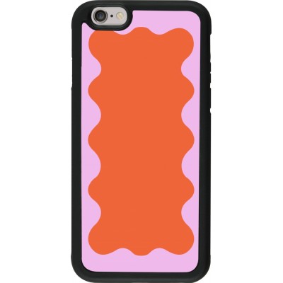 Coque iPhone 6/6s - Silicone rigide noir Wavy Rectangle Orange Pink