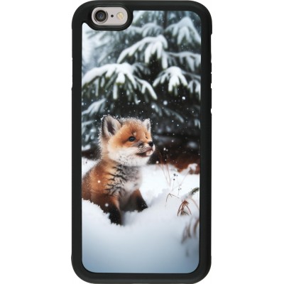 Coque iPhone 6/6s - Silicone rigide noir Noël 2023 Renardeau sapin