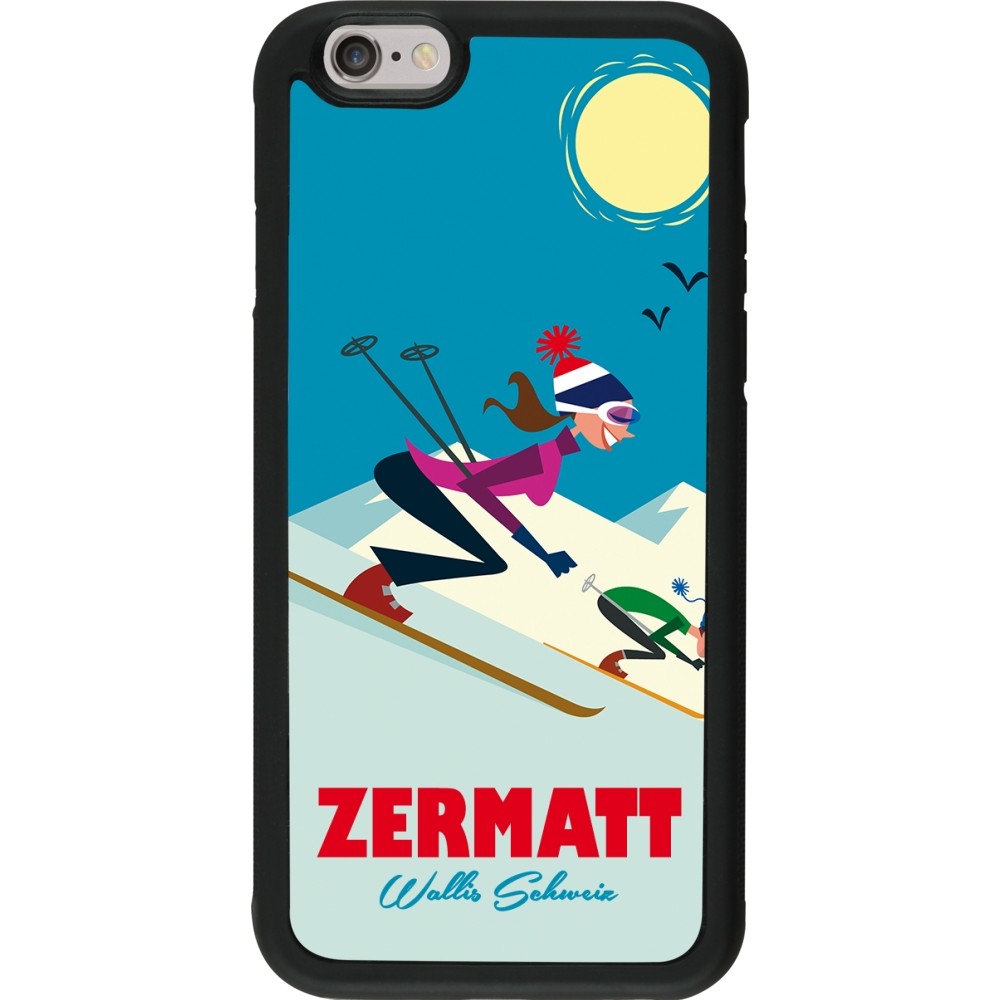 Coque iPhone 6/6s - Silicone rigide noir Zermatt Ski Downhill