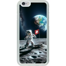 Coque iPhone 6/6s - Silicone rigide transparent Astro Suisse sur lune