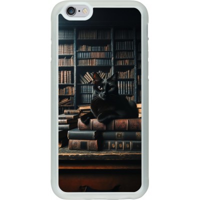 Coque iPhone 6/6s - Silicone rigide transparent Chat livres sombres