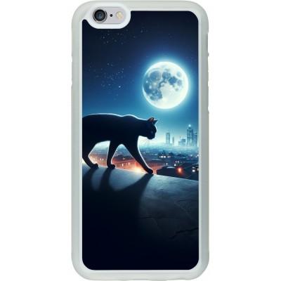 Coque iPhone 6/6s - Silicone rigide transparent Chat noir sous la pleine lune