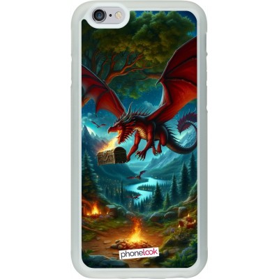 Coque iPhone 6/6s - Silicone rigide transparent Dragon Volant Forêt Trésor