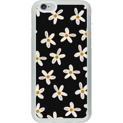 Coque iPhone 6/6s - Silicone rigide transparent Easter 2024 white on black flower