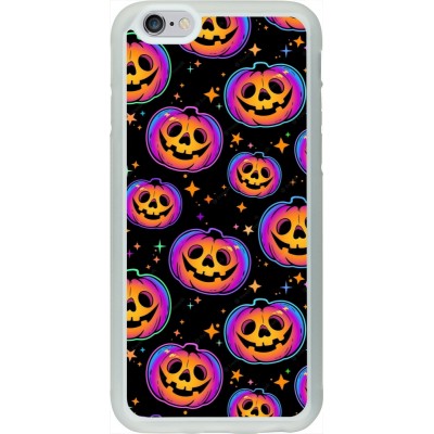 Coque iPhone 6/6s - Silicone rigide transparent Halloween 2024 rainbow pumpkins