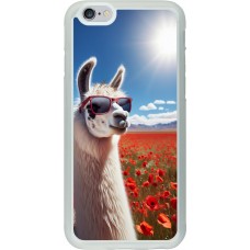 Coque iPhone 6/6s - Silicone rigide transparent Lama Chic en Coquelicot