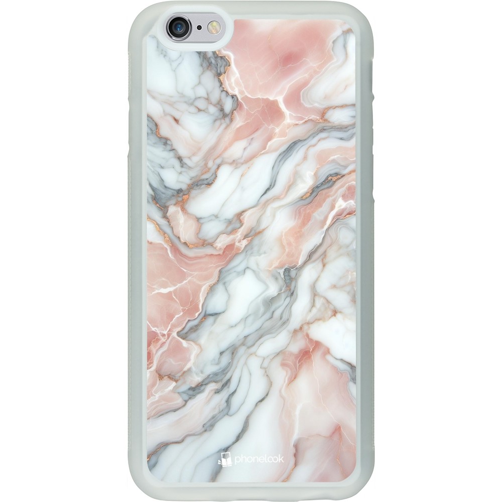 Coque iPhone 6/6s - Silicone rigide transparent Marbre Rose Lumineux