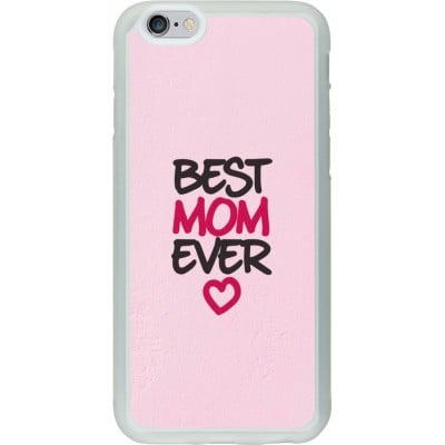 Coque iPhone 6/6s - Silicone rigide transparent Mom 2023 best Mom ever pink