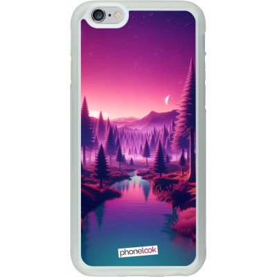 Coque iPhone 6/6s - Silicone rigide transparent Paysage Violet-Rose