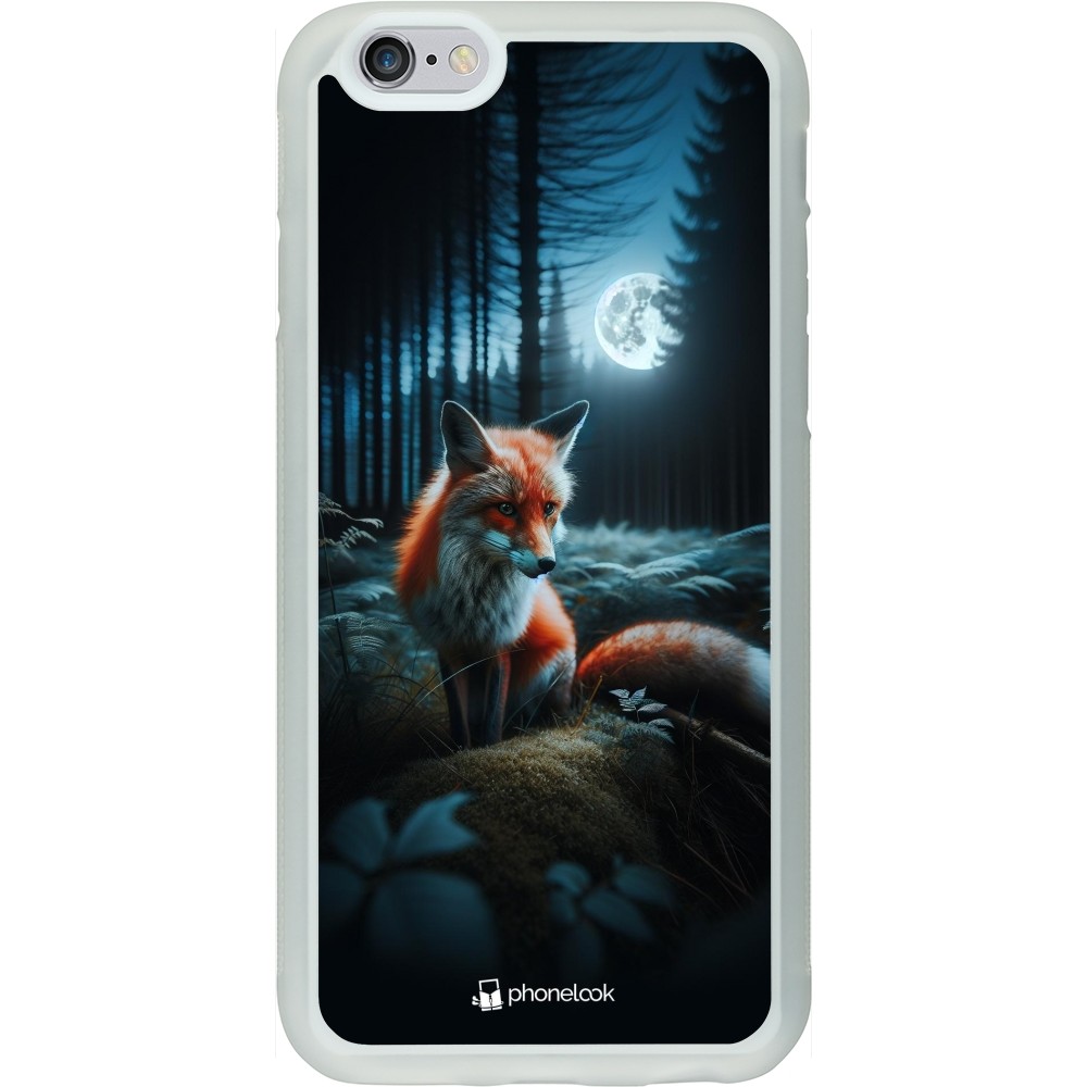 Coque iPhone 6/6s - Silicone rigide transparent Renard lune forêt