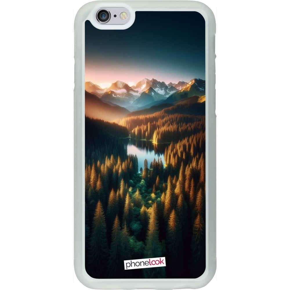 Coque iPhone 6/6s - Silicone rigide transparent Sunset Forest Lake