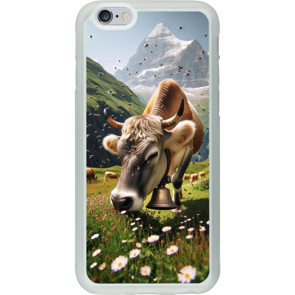 Coque iPhone 6/6s - Silicone rigide transparent Vache montagne Valais