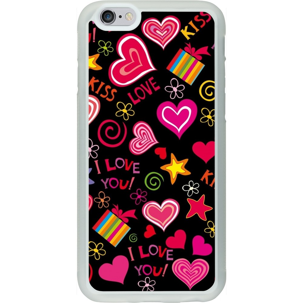 Coque iPhone 6/6s - Silicone rigide transparent Valentine 2023 love symbols