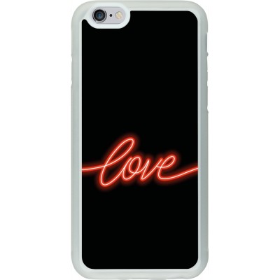 Coque iPhone 6/6s - Silicone rigide transparent Valentine 2023 neon love