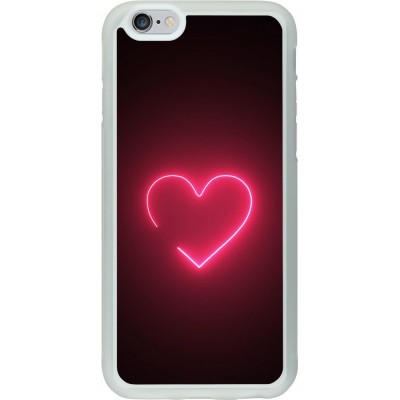 Coque iPhone 6/6s - Silicone rigide transparent Valentine 2023 single neon heart