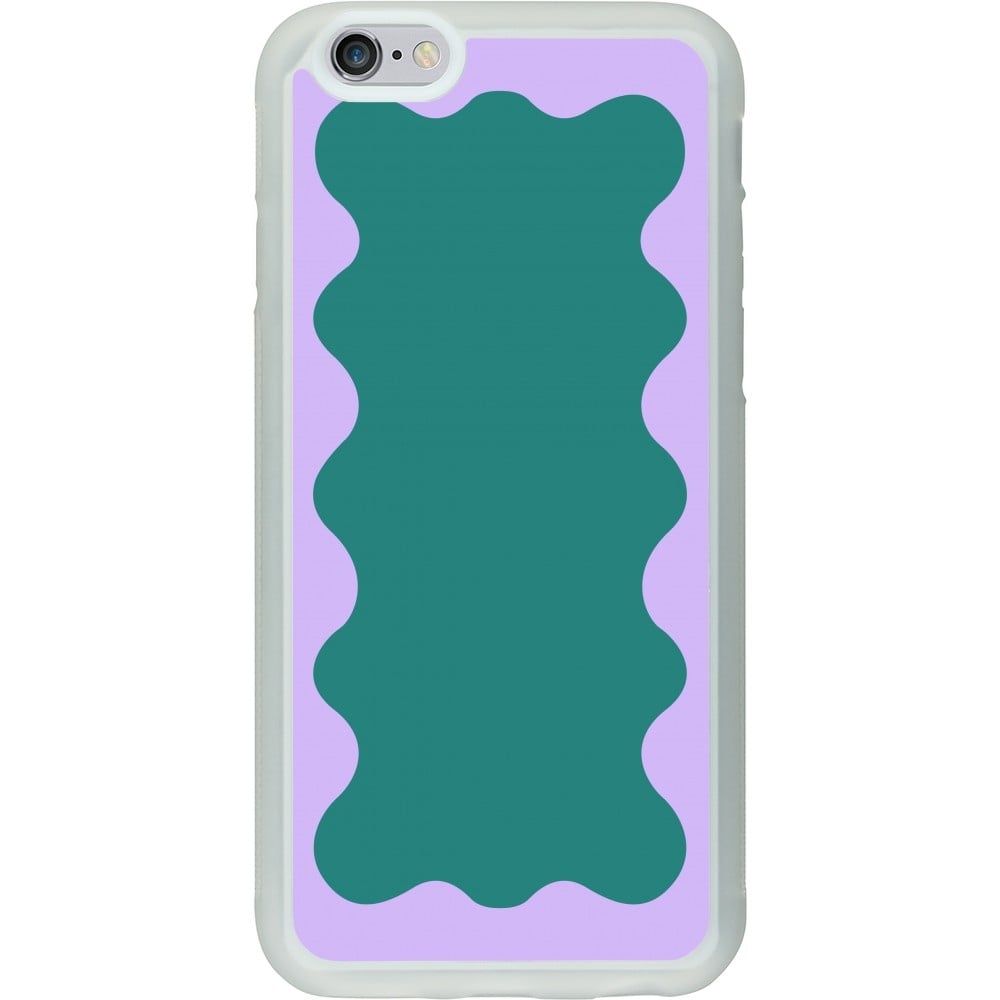 Coque iPhone 6/6s - Silicone rigide transparent Wavy Rectangle Green Purple