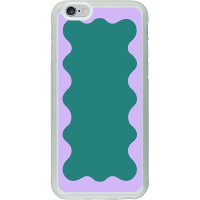 Coque iPhone 6/6s - Silicone rigide transparent Wavy Rectangle Green Purple