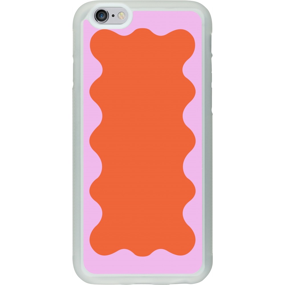 Coque iPhone 6/6s - Silicone rigide transparent Wavy Rectangle Orange Pink