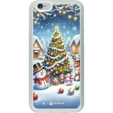 Coque iPhone 6/6s - Silicone rigide transparent Noël 2023 bonhomme de neige et sapin