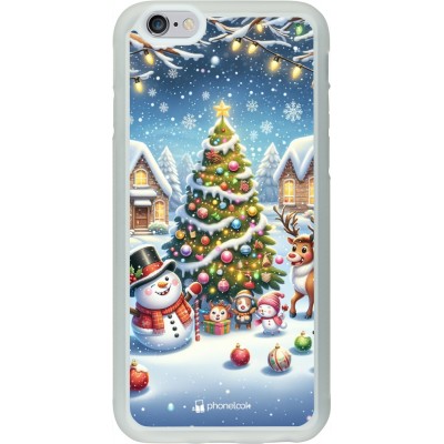 Coque iPhone 6/6s - Silicone rigide transparent Noël 2023 bonhomme de neige et sapin