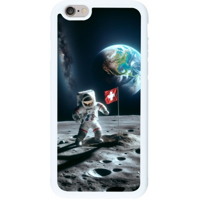 Coque iPhone 6/6s - Silicone rigide blanc Astro Suisse sur lune