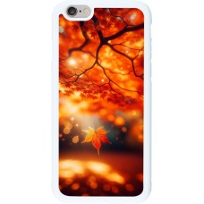 Coque iPhone 6/6s - Silicone rigide blanc Automne Magique Orange