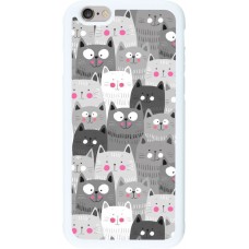 Coque iPhone 6/6s - Silicone rigide blanc Chats gris troupeau