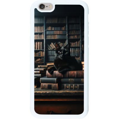 Coque iPhone 6/6s - Silicone rigide blanc Chat livres sombres