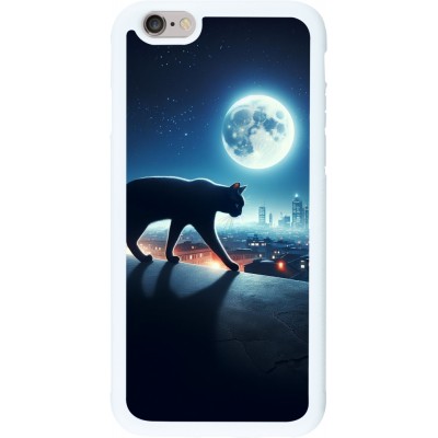 Coque iPhone 6/6s - Silicone rigide blanc Chat noir sous la pleine lune