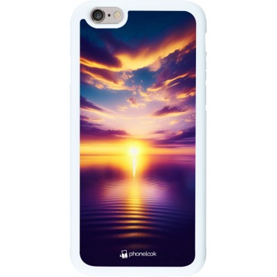 Coque iPhone 6/6s - Silicone rigide blanc Coucher soleil jaune violet