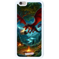 Coque iPhone 6/6s - Silicone rigide blanc Dragon Volant Forêt Trésor