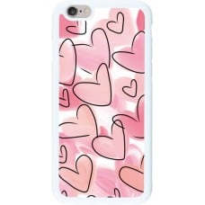 Coque iPhone 6/6s - Silicone rigide blanc Easter 2023 pink hearts