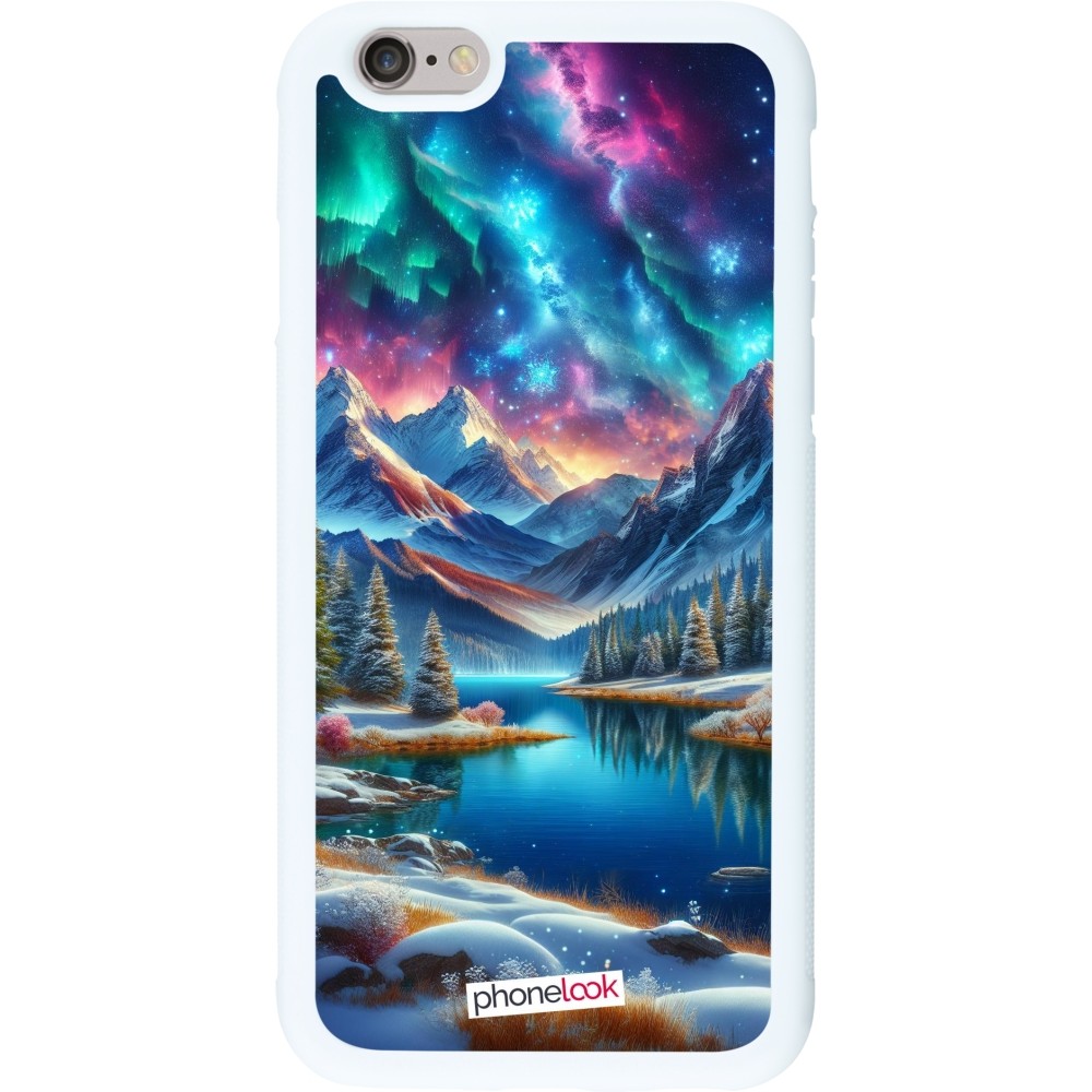 Coque iPhone 6/6s - Silicone rigide blanc Fantasy Mountain Lake Sky Stars