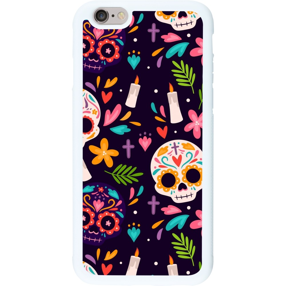 Coque iPhone 6/6s - Silicone rigide blanc Halloween 2023 mexican style