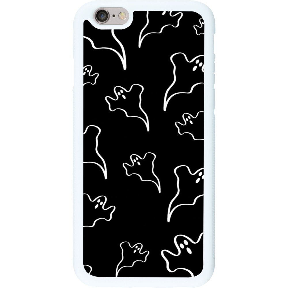 Coque iPhone 6/6s - Silicone rigide blanc Halloween 2024 black and white ghosts