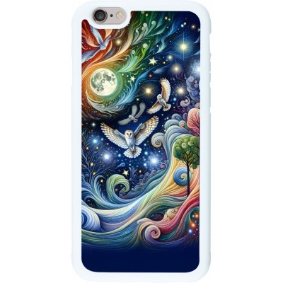 Coque iPhone 6/6s - Silicone rigide blanc hibou volant floral